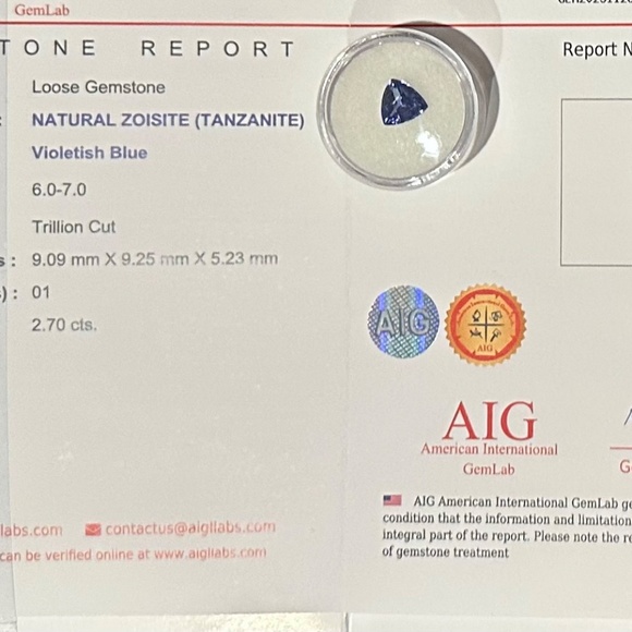 💜 CERTIFIED UNHEATED 2.7ct Natural Tanzanite ✨ Trillion Gem - Picture 3 of 3